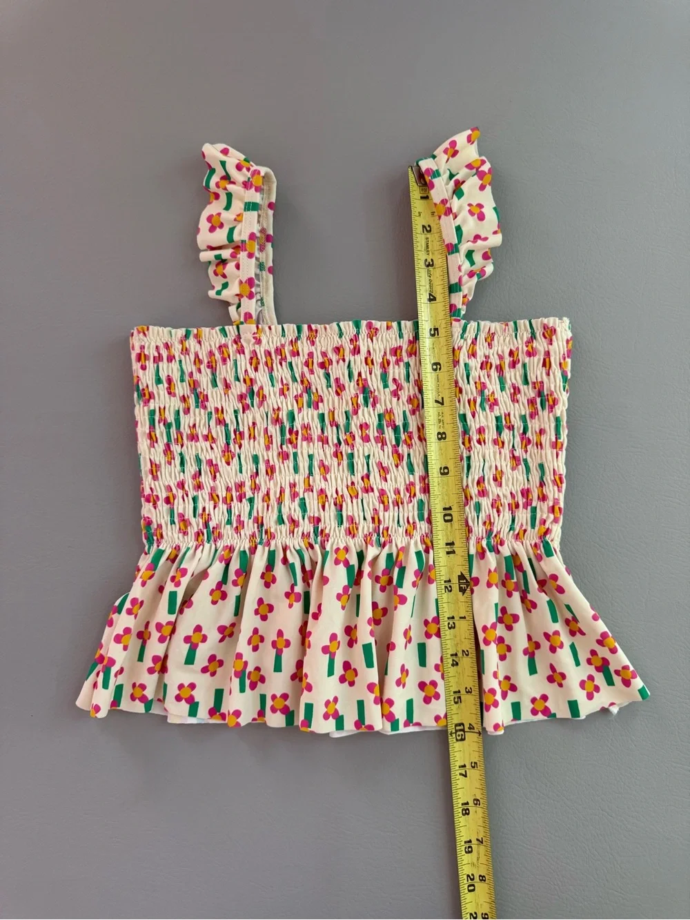 Hanna Andersson Smocked Mixie Pink Floral Swimsuit Top Only Sz 10 140cm - New